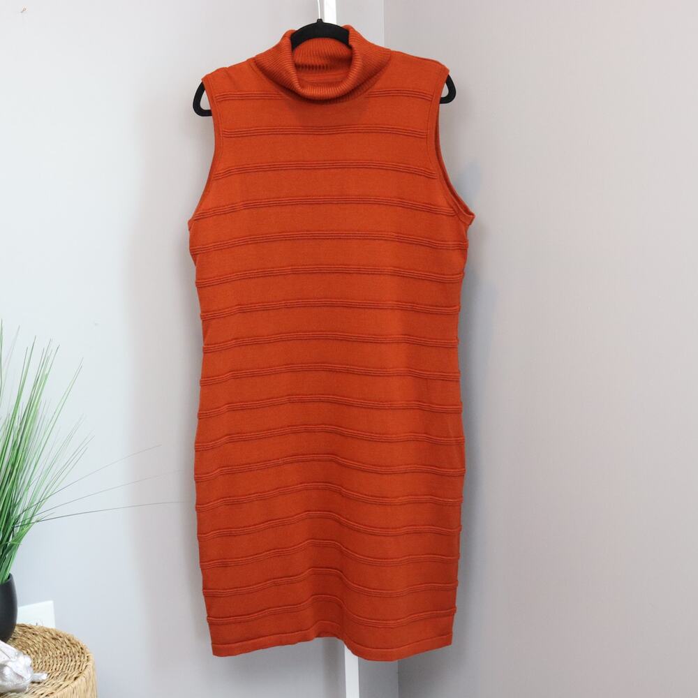 Calvin Klein Sleeveless Turtleneck sweaterdress Ginger Orange Size L